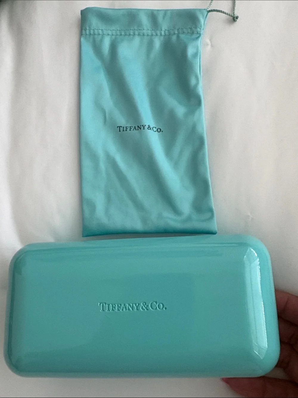 Tiffany & Co. Turquoise Eyewear Case with Drawstring Pouch